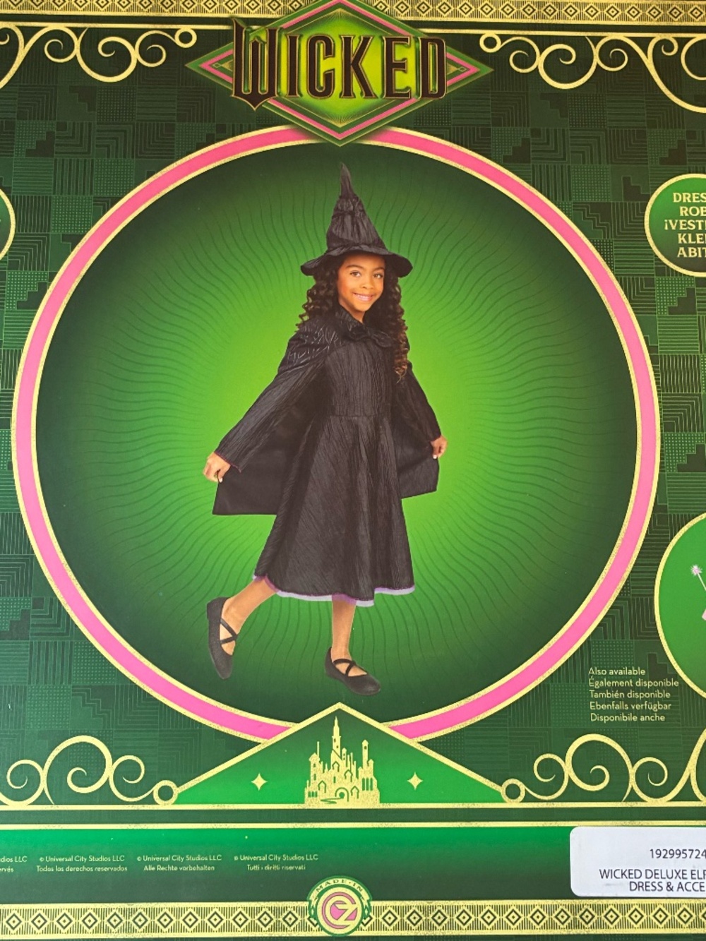 UNIVERSAL'S WICKED - SIZE: 4 6X Deluxe Elphaba Black Dress, Cape & Hat Set! NIB
